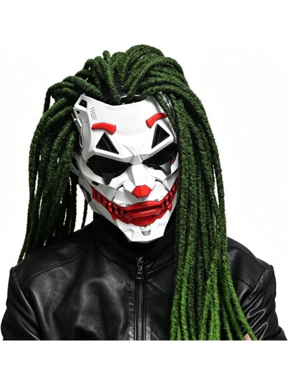 Clown Sci-fi Halloween Cyber Mask Mech Style Dreadlocks Adult Costume